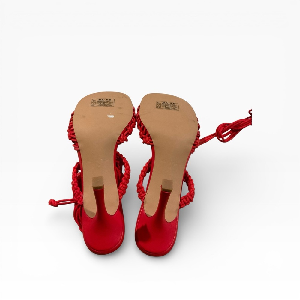 N.A.K.D Women's Red Braided Strappy Sandal Shoes Size 9.5 - Picture 10 of 15